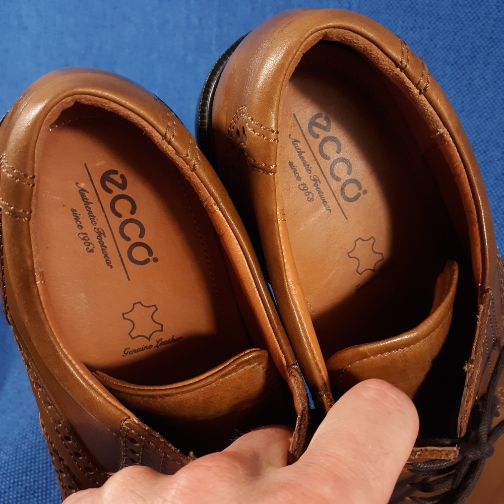 ECCO Wingtip Brogue Oxford Dress Shoes Mens Size EU 46 US 12-12.5 Brown Lace Up - Picture 6 of 10